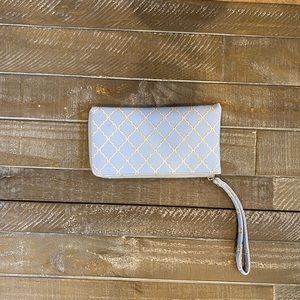 Blue and White Wristlet/Clutch